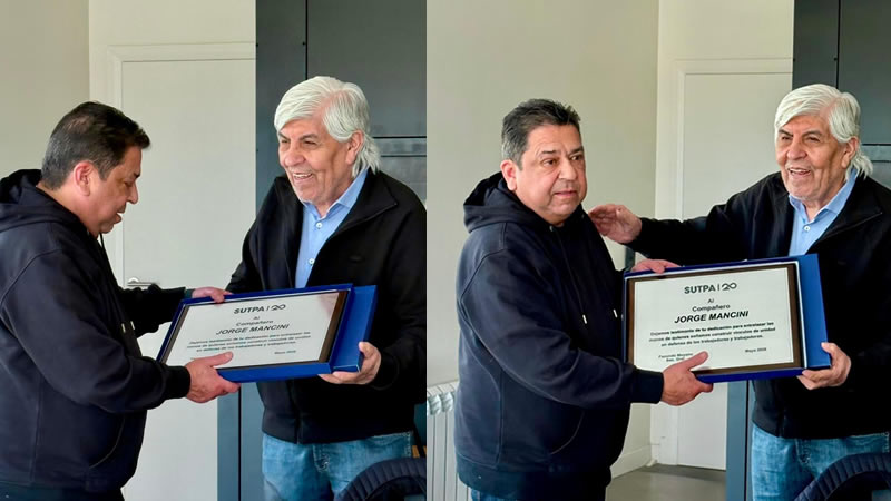 Nuestro Secretario General Jorge Mancini recibió una distinción por su labor en favor de la unidad sindical